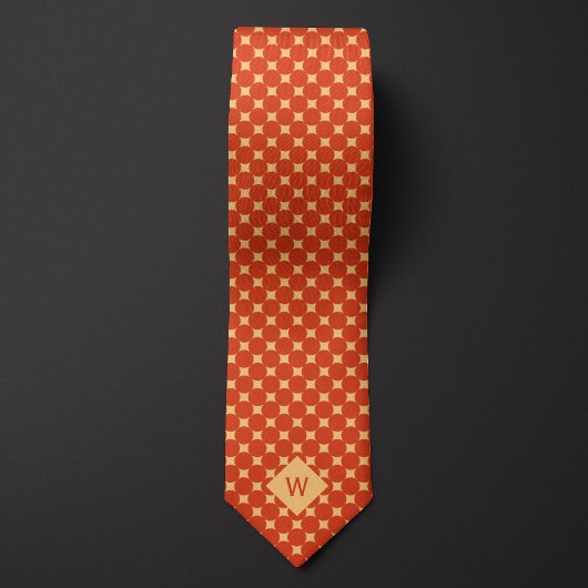 Cravate Monogramme décontracté Orange Circles