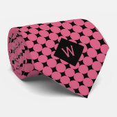Cravate Monogramme des cercles d'affaires roses (Roulé)