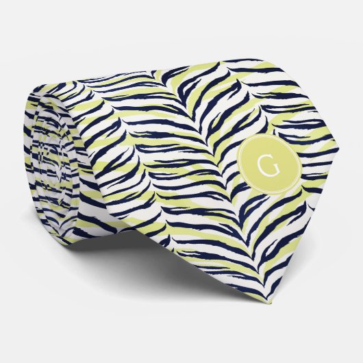 Cravate monogramme d'impression coloré noir et jaune (Roulé)