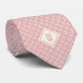 Cravate Monogramme d'inspiration botanique rose (Roulé)