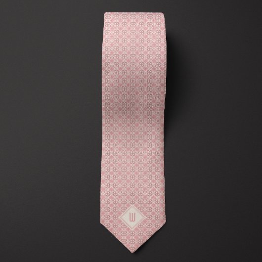 Cravate Monogramme d'inspiration botanique rose