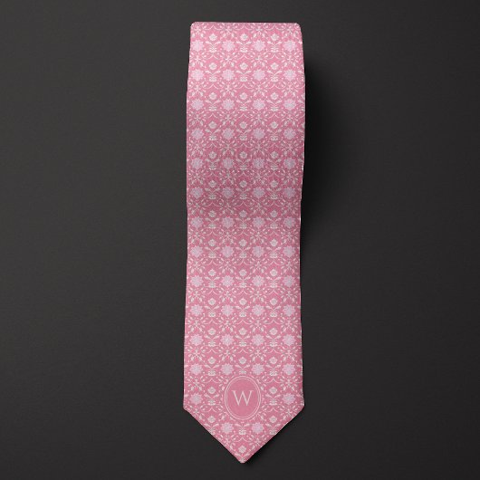 Cravate Monogramme d'inspiration florale rose rose