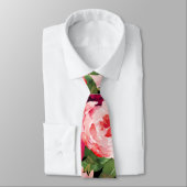 Cravate Monogramme élégant floral rose noir (Attaché)