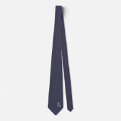 Cravate Monogramme élégant gris ardoise + Nom | Deux côtés (Devant)