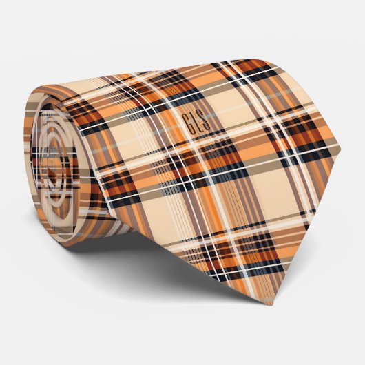 Cravate Monogramme Élégant Motif Plaid Automne-Automne Nec (Roulé)