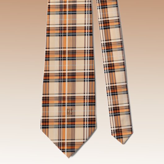 Cravate Monogramme Élégant Motif Plaid Automne-Automne Nec