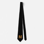 Cravate Monogramme Élégant Noir Orange (Devant)