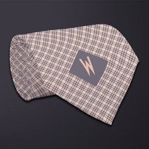 Cravate Monogramme en gris clair et en taupe