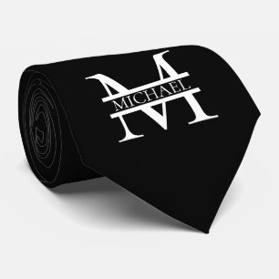 Cravate Monogramme et nom élégants personnalisés