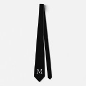 Cravate Monogramme et nom personnalisés en noir (Devant)