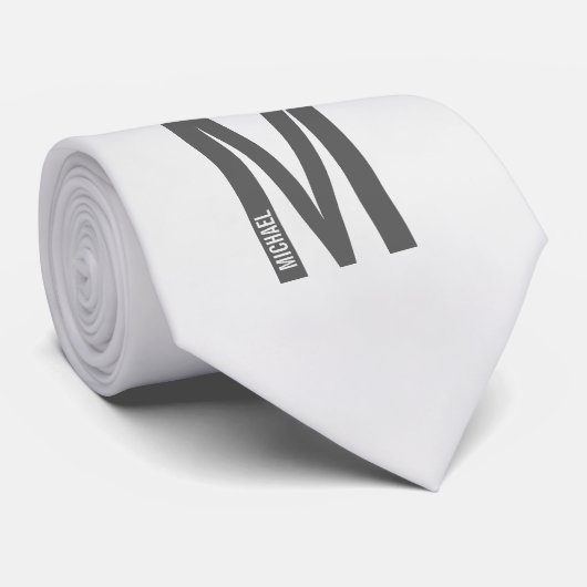 Cravate Monogramme et nom personnalisés gras modernes (Roulé)
