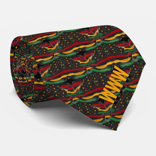 Cravate Monogramme étoiles et bandes afro-américain (Roulé)