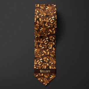 Cravate Monogramme Feuilles d'Automne