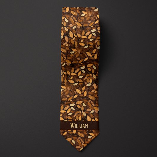 Cravate Monogramme Feuilles d'Automne