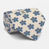Cravate Monogramme, Fleurs bleues de campagne impression u (Roulé)