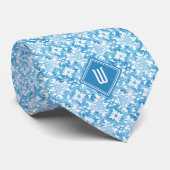 Cravate Monogramme Floral Bleu Ciel (Roulé)