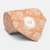 Cravate Monogramme floral de Pêche (Roulé)
