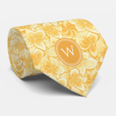 Cravate Monogramme floral jaune moutarde (Roulé)