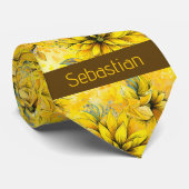 Cravate Monogramme floral jaune vif (Roulé)