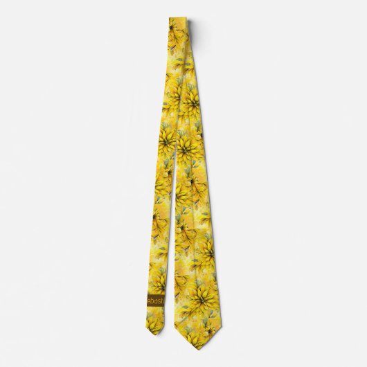 Cravate Monogramme floral jaune vif (Dos)
