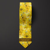 Cravate Monogramme floral jaune vif