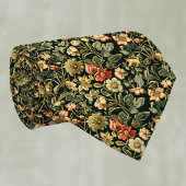 Cravate Monogramme floral vert inspiré de William Morris