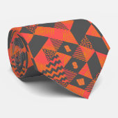 Cravate Monogramme Géométrique Abstrait Orange Gris (Roulé)