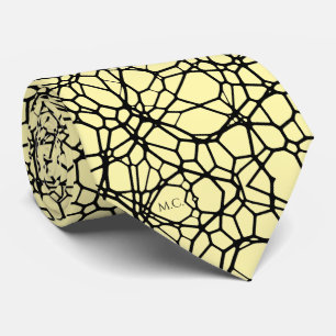 Cravate Monogramme géométrique linéaire fantaisie jaune