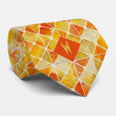 Cravate Monogramme géométrique orange et jaune brûlés (Roulé)