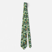 Cravate Monogramme géométrique vert et cuivre (Devant)