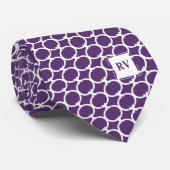 Cravate Monogramme géométrique violet (Roulé)