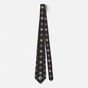 Cravate Monogramme Gris & Black Star Design Motif unique