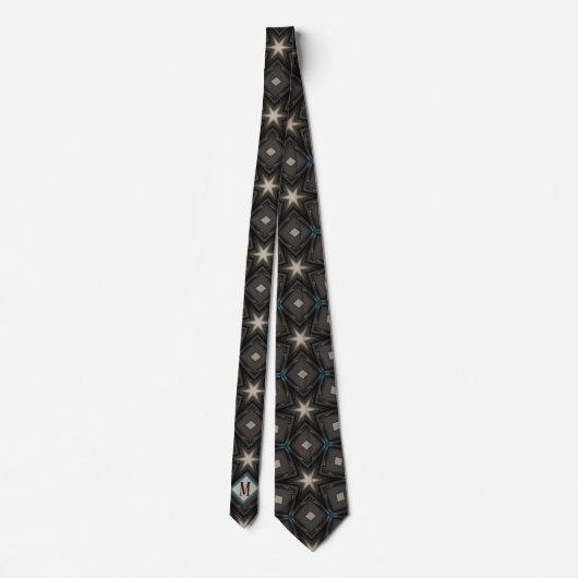 Cravate Monogramme Gris & Black Star Design Motif unique (Dos)