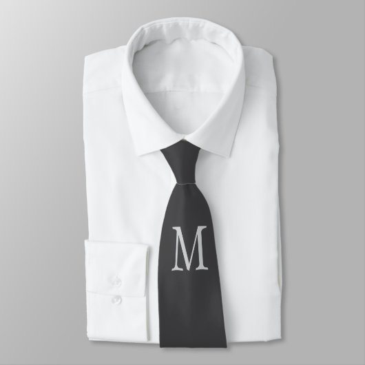 Cravate Monogramme Gris foncé Cadeau spécial Bien-aimés (Attaché)