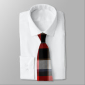 Cravate Monogramme Groomsmans Best Man Red Grey Tartan Bla (Attaché)