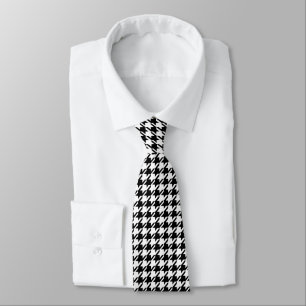 Cravate Monogramme imprimé sur Houndstooth noir et blanc