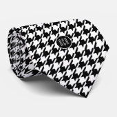 Cravate Monogramme imprimé sur Houndstooth noir et blanc (Roulé)