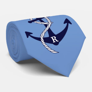 Cravate Monogramme initial personnalisé par Ancre nautique
