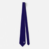 Cravate Monogramme Initiale Blason Personnalisé Bleu Marin (Devant)
