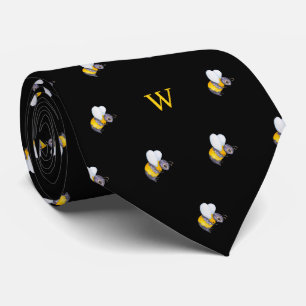 Cravate Monogramme Initiale Mignonne Abeille à Miel Aquare