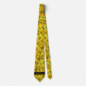 Cravate Monogramme jaune d'inspiration florale (Devant)