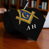 Cravate Monogramme maçonnique noir et blanc