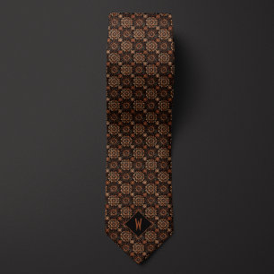Cravate Monogramme Mandala Cuivre Orné