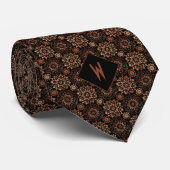 Cravate Monogramme Mandala Cuivre Orné (Roulé)