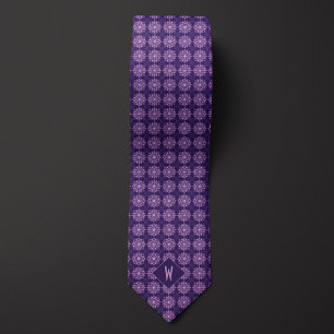 Cravate Monogramme Mandala Violet