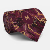 Cravate Monogramme marbré de Bourgogne et d'or (Roulé)