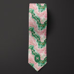 Cravate Monogramme marbré rose et vert<br><div class="desc">Couvercle motif en marbre rose et vert avec un monogramme pour la personnalisation. Un design unique et élégant,  idéal pour les affaires,  les cadeaux de Fêtes des pères ou d'autres occasions spéciales pour les hommes de votre vie. Assurez-vous de vérifier les chaussettes assorties avec le même design.</div>