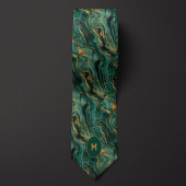 Cravate Monogramme marbré vert et or