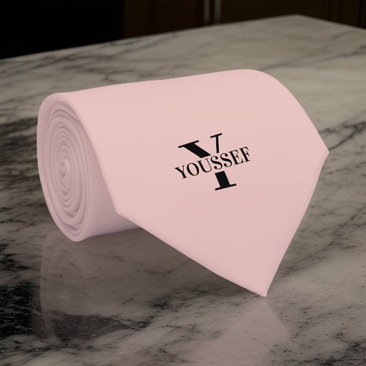 Cravate Monogramme minimaliste or rose