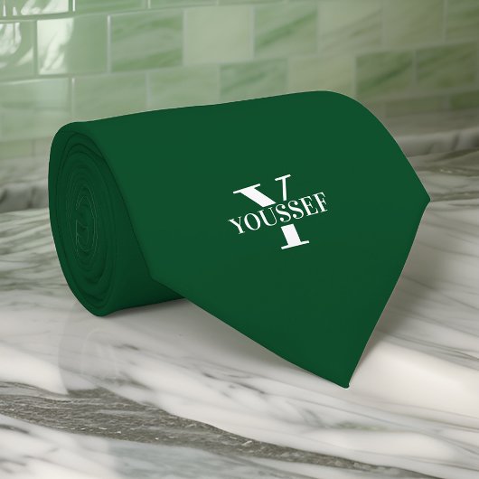 Cravate Monogramme minimaliste vert émeraude